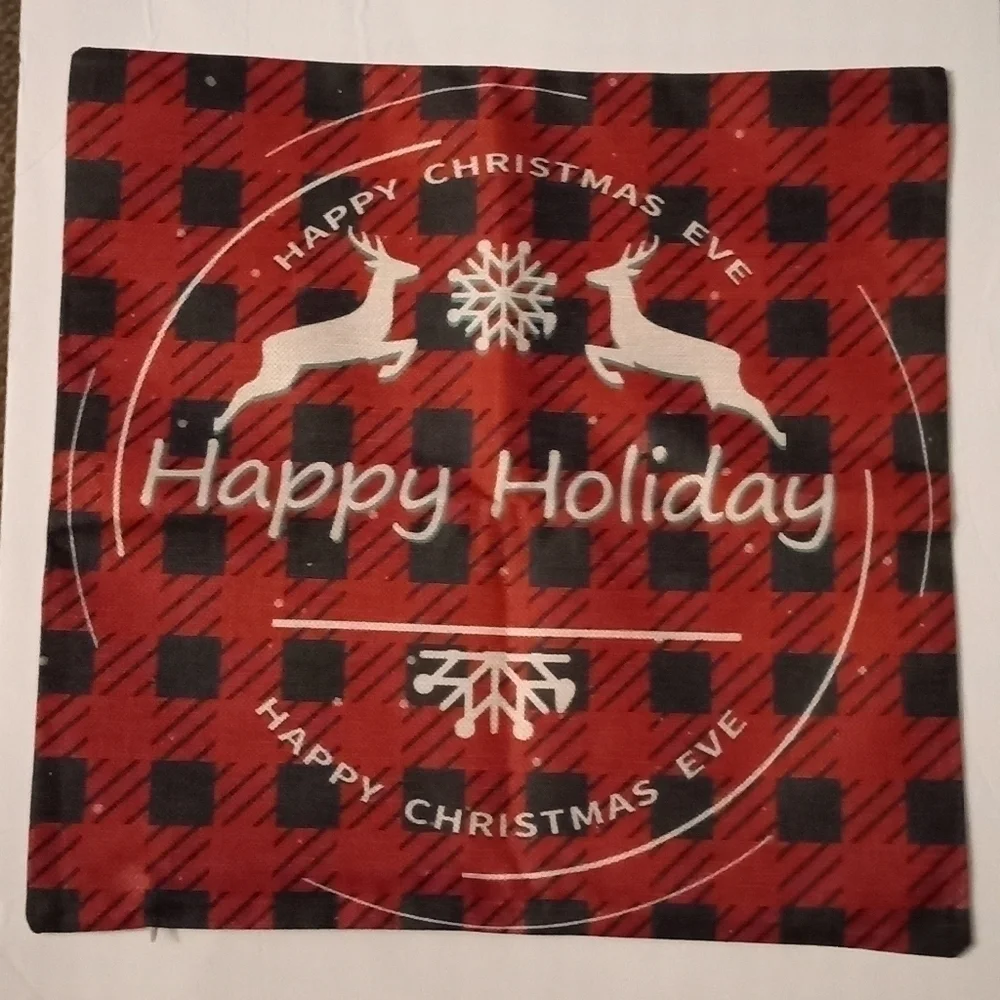 Holiday Pillow Covers 18x18 inch, printed front solid cream back. NWOT